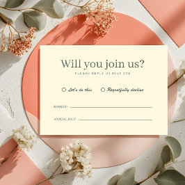 Retro Modern Pastel Ivory Funky Wedding RSVP Kaartje