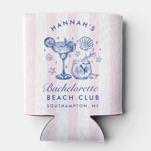 Retro Modern Pink & Blue Bachelorette Weekend Blikjeskoeler (Achterkant)