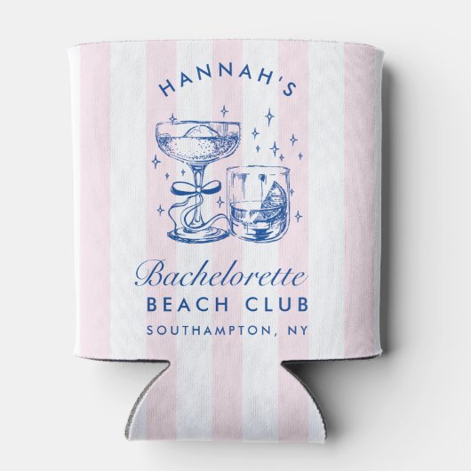 Retro Modern Pink & Blue Bachelorette Weekend Blikjeskoeler (Achterkant)