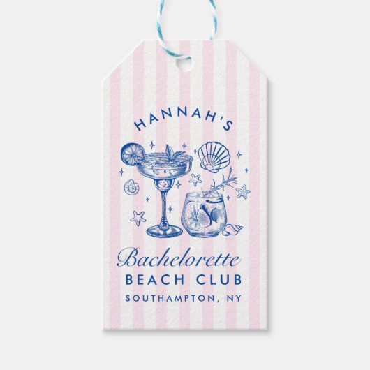 Retro Modern Pink & Blue Bachelorette Weekend Cadeaulabel (Voorkant)
