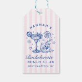 Retro Modern Pink & Blue Bachelorette Weekend Cadeaulabel (Achterkant)