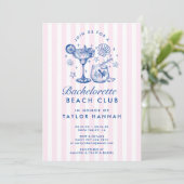 Retro Modern Pink & Blue Bachelorette Weekend Kaart (Staand voorkant)