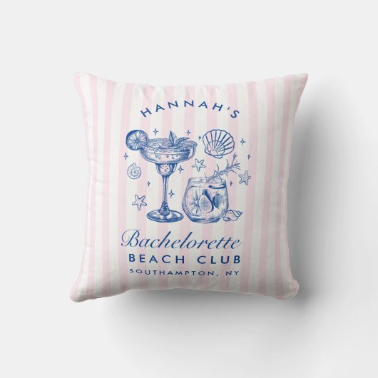 Retro Modern Pink & Blue Bachelorette Weekend Kussen (Achterkant)