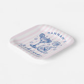 Retro Modern Pink & Blue Bachelorette Weekend Papieren Bordje (Gebogen)