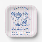 Retro Modern Pink & Blue Bachelorette Weekend Papieren Bordje (Voorkant)