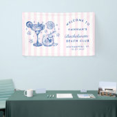 Retro Modern Pink & Blue Bachelorette Weekend Spandoek (Beurs)