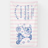 Retro Modern Pink & Blue Bachelorette Weekend Spandoek (Verticaal)