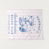 Retro Modern Pink & Blue Bachelorette Weekend Wandkleed (Voorkant (horizontaal))