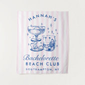 Retro Modern Pink & Blue Bachelorette Weekend Wandkleed (Voorkant)