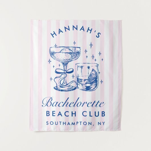 Retro Modern Pink & Blue Bachelorette Weekend Wandkleed (Voorkant)