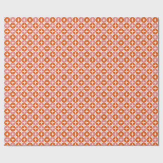 Retro Modern Pink Orange Holiday Pattern Cadeaupapier (Vlak)
