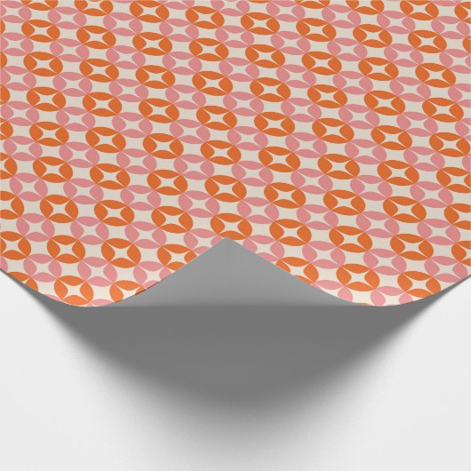 Retro Modern Pink Orange Holiday Pattern Cadeaupapier (Hoek)