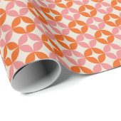 Retro Modern Pink Orange Holiday Pattern Cadeaupapier (Rol Hoek)