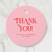 Retro Modern Pink & Red Wedding Thank You Bedankjes Labels (Voorkant)