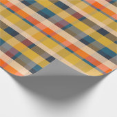 Retro Modern Plaid Pattern Mosterd Blauw Sinaasapp Cadeaupapier (Hoek)