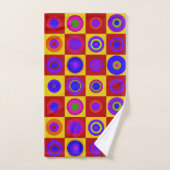 Retro Modern Polka Dots Circles op art. 1970 Bad Handdoek (Handdoek)