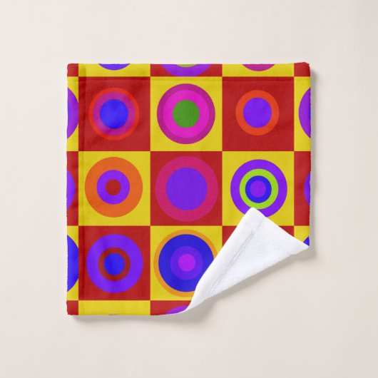 Retro Modern Polka Dots Circles op art. 1970 Bad Handdoek (Wasdoekje)
