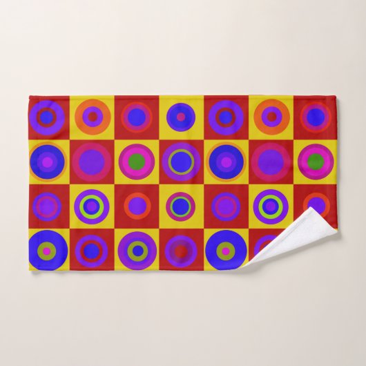 Retro Modern Polka Dots Circles op art. 1970 Bad Handdoek (Handdoek)