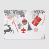 Retro Modern Red- en Grijze kerstversieringen Tissuepapier (Voorkant)