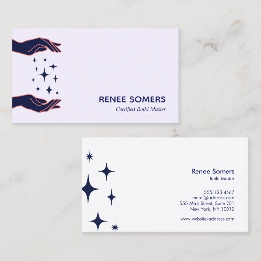 Retro Modern Reiki Practitioner Energy Healer Visitekaartje (Voorkant / Achterkant)
