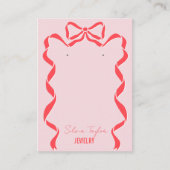 retro modern rood roze strik lint met QR-code Visitekaartje (Voorkant)