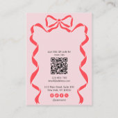 retro modern rood roze strik lint met QR-code Visitekaartje (Achterkant)