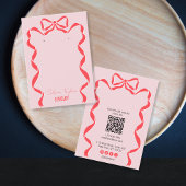 retro modern rood roze strik lint met QR-code Visitekaartje