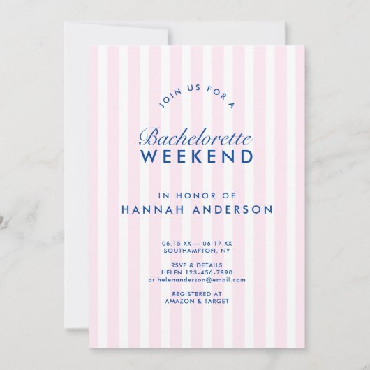 Retro Modern  Roze Bachelorette Weekend Kaart (Voorkant)