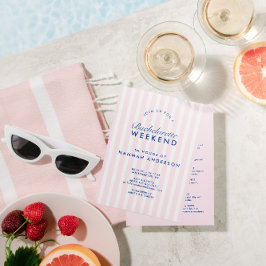 Retro Modern  Roze Bachelorette Weekend Kaart