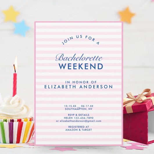 Retro Modern  Roze Bachelorette Weekend Kaart