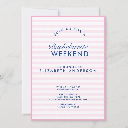 Retro Modern  Roze Bachelorette Weekend Kaart (Voorkant)