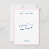 Retro Modern  Roze Bruidsmeisje Voorstel Kaart (Voorkant)