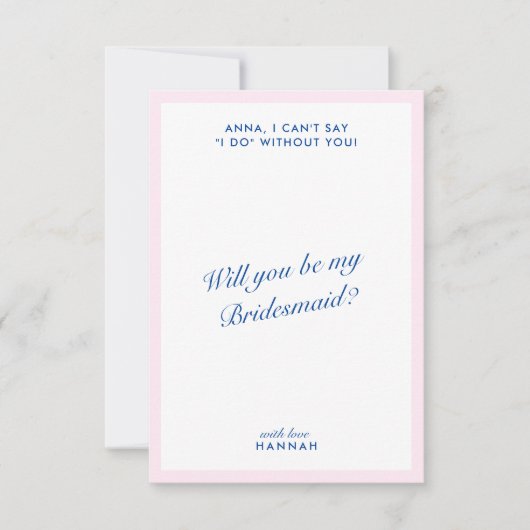 Retro Modern  Roze Bruidsmeisje Voorstel Kaart (Voorkant)