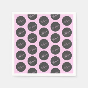 Retro-modern roze en grijs modern stippenontwerp servet