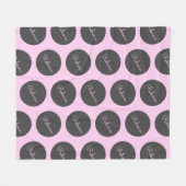 Retro-modern Roze & Grijs Modern Polka Dot Design Fleece Deken (Voorkant (Horizontaal))