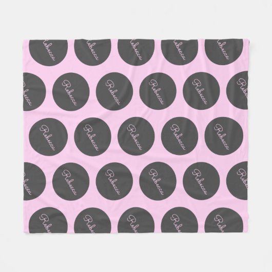 Retro-modern Roze & Grijs Modern Polka Dot Design Fleece Deken (Voorkant (Horizontaal))