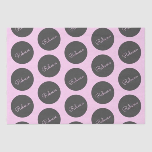 Retro-modern Roze & Grijs Modern Polka Dot Design Tissuepapier (Voorkant)