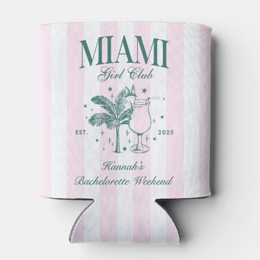 Retro Modern Roze & Groen Miami Bachelorette Party Blikjeskoeler (Achterkant)