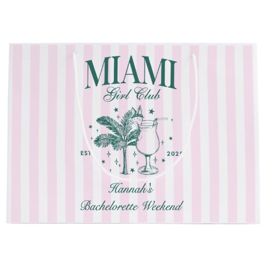 Retro Modern Roze & Groen Miami Bachelorette Party Groot Cadeauzakje (Voorkant)