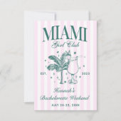Retro Modern Roze & Groen Miami Bachelorette Party Kaart (Voorkant)