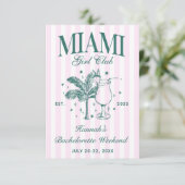 Retro Modern Roze & Groen Miami Bachelorette Party Kaart (Staand voorkant)