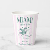 Retro Modern Roze & Groen Miami Bachelorette Party Papieren Bekers (Achterkant)