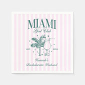 Retro Modern Roze & Groen Miami Bachelorette Party Servet (Voorkant)