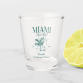 Retro Modern Roze & Groen Miami Bachelorette Party Shot Glas (Voorkant)