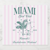 Retro Modern Roze & Groen Miami Bachelorette Party Sparkling Wijnetiket (Enkel label)