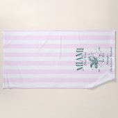 Retro Modern Roze & Groen Miami Bachelorette Party Strandlaken (Voorkant)