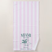 Retro Modern Roze & Groen Miami Bachelorette Party Strandlaken (Voorkant)