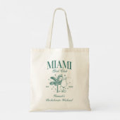 Retro Modern Roze & Groen Miami Bachelorette Party Tote Bag (Achterkant)