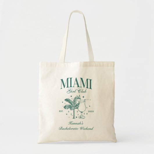 Retro Modern Roze & Groen Miami Bachelorette Party Tote Bag (Voorkant)