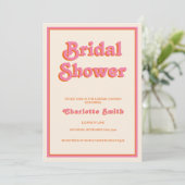 Retro Modern Roze Oranje Bridal Shower Invitation Kaart (Staand voorkant)